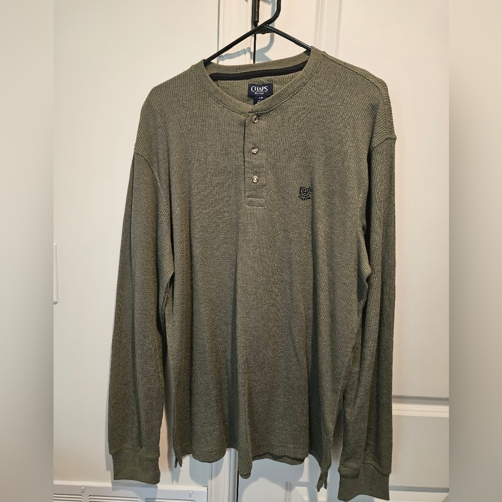 Chaps Henley Long Sleeve Tee Mens Large NWOT